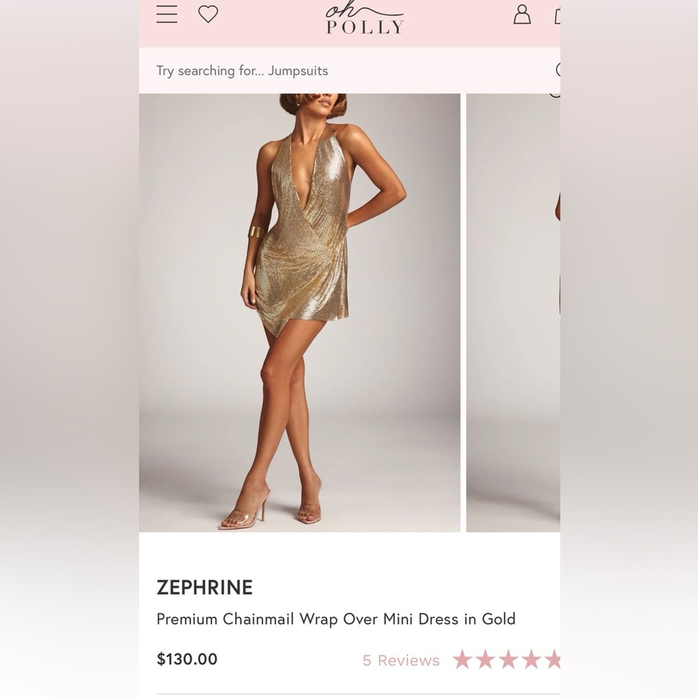 Oh Polly Zephrine premuim chainmail wrap over mini dress. XS/S